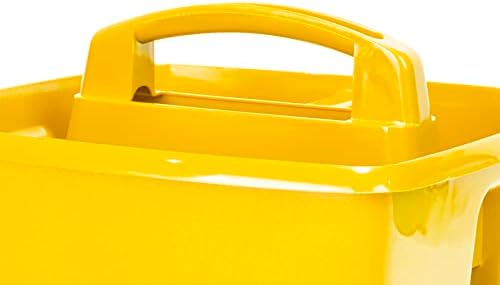 Storex 3-Compartment Small Caddy – Multipurpose Classroom Organizer with Handle, Yellow, 6-Pack (00950U06C)