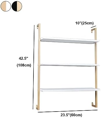 Contemporary Wall Unit Bookcase Metal Frame Pine Wood Shelf Bookshelf Wall-Mounted Bookshelf Wrought Iron Bag Rack Multi-Layer Clothing Store Decoration Black Wood 23.6" L x 9.8" W x 42.5" H
