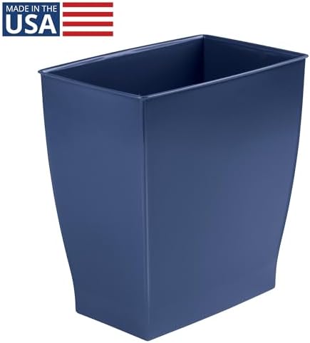 iDesign Small Plastic Bathroom Trash Can, Navy Blue