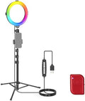 NEEWER Basics 8" RGB LED Ring Light with Tripod Stand, 7 Modes/3200-6500K/10 Dimming Levels, Phone Holder Selfie Ringlight Lighting for iPhone TikTok Vlog Makeup Video Recording Streaming, R08