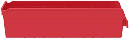 Akro-Mils 30094 Plastic Nesting ShelfMax Storage Bin Box, (24-Inch x 6-Inch x 6-Inch), Red, (10-Pack)