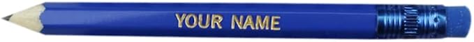 EZPENCILS & GIFTS - Golf Pencils Tipped with Eraser (1/2 a Pencil) - Sea Blue Colored Barrel - FREE-PERSONALIZATION - 2HB Black Lead - Custom Text - Non-Smear Eraser – Package of 10