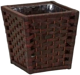 Household Essentials Woven Waste Basket, 3 Gallons, HandWoven Paper Rope with Removable Plastic Liner, Durable Wood Frame, Wide and Open Top for Easy Access, Decorative, Brown