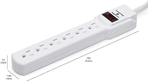 Amazon Basics 6-Outlet Surge Protector Power Strip with 200J Protection, Circuit Breaker, 2ft Extension Cord, White, 20-Pack