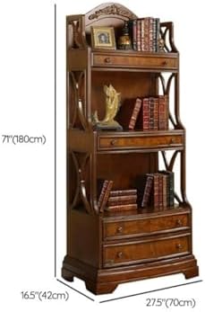 Sepia Timber Vertical Closed Back Organizer Shelf with 3/4/5 Shelves American Bookcase Retro Study Multi-Layer Bookshelf Storage Unit Floor-Standing Shelf Home Use Brown 28" L x 17" W x 71" H