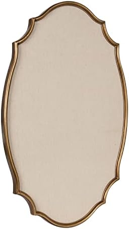 Kate and Laurel Leanna Decorative Scalloped Metal Pinboard; 24 x 36; Gold; Framed Rounded Oval Vintage Bulletin Board for Unique Display; Organization; and Decor