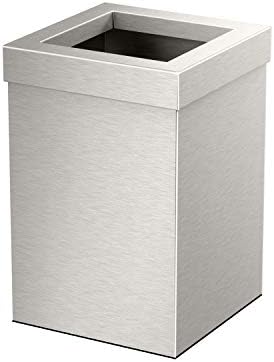 Gatco Small Bathroom Trash Can With Lid, Square 3 Gallon Stainless Steel Wastebasket, Under Sink, Satin Nickel, For Bathroom, Bedroom, Office (1914)
