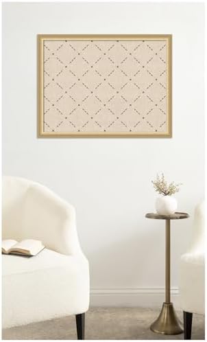 Kate and Laurel Framed Fabric Pinboard 26 x 20, Green Lattice Pattern Printed Linen Classic Bulletin Board for Use as a Vision Board or Wall Organization, Florence Gold Frame