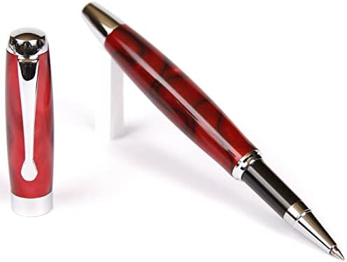Lanier Pens Tuscany Rollerball Pen - Red & Black Marbleized Gloss Body