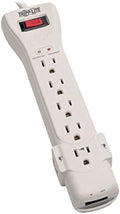 Tripp Lite 7 Outlet Surge Protector Power Strip, 7ft, Right-Angle Plug, Fax/Modem Protection, RJ11, $75,000 Insurance (SUPER7TEL), Gray, 10.3" x 2.8" x 1.5"