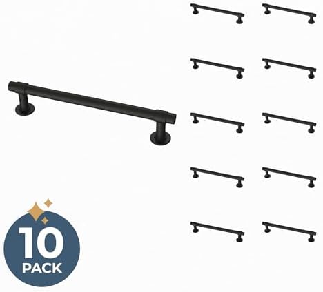 Franklin Brass Francisco (10-Pack) Cabinet Handles 5-1/16" Hole Center Pulls | Matte Black Hardware Kitchen Door, Drawers, Dressers, Furniture P29618Z-FB-B