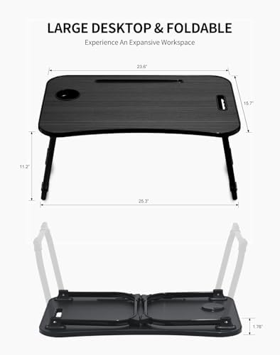 ZEAPTAC Foldable Lap Desk, Bed Desk, Bed Table & Laptop Stand w/Cup Holder