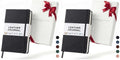 BEECHMORE BOOKS Premium Lined Leather Journal for Men & Women, 5" x 8" (A5) Thick 120gsm Ivory Cream Paper Notebook, Hardcover Vegan Leather Personal Diary, With Gift Box (Charcoal Black) (Pack of 2)