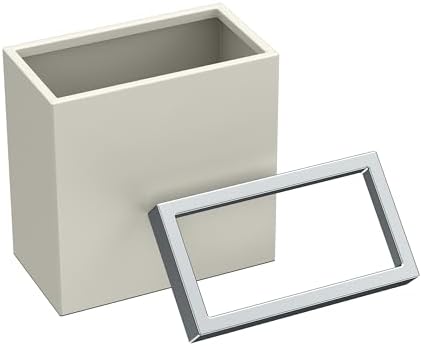 Gatco Modern Rectangle Wastebasket, Matte Pearl and Chrome Combo - Stainless Steel Trash Can with Removable Lid, Leakproof, 3 Gallon Capacity for Bathroom, Bedroom, Kitchen, or Office