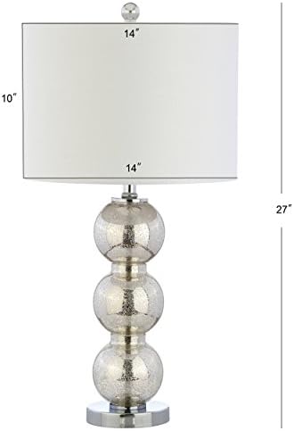 JONATHAN Y Bella 27" Glass Table Lamp, Mercury Silver/Chrome, Set of 2