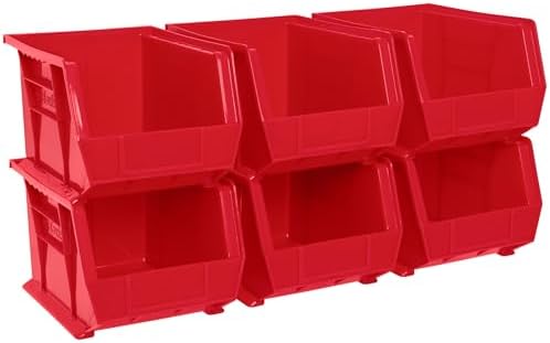 Akro-Mils 30239 AkroBins Plastic Storage Bins, 11"x8"x7", Red, 6-Pack