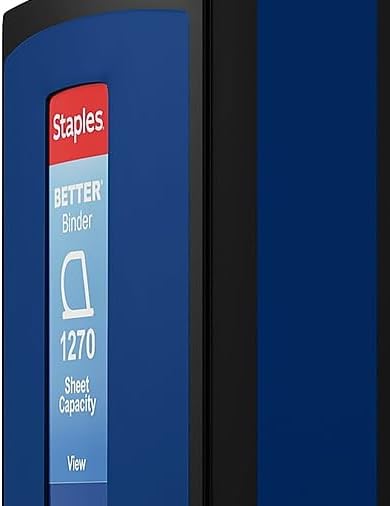 Staples Better 5-Inch D-Ring View Binder, Blue, Reinforced Spine | Extra-large capacity binder for archiving everyday office documents.
