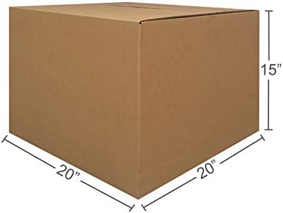 Amazon Basics Cardboard Moving Boxes, Large 20" x 20" x 15", Brown, 12-Pack
