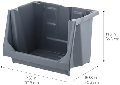 IRIS USA 3-Pack Large Open Front Storage Bins, Gray