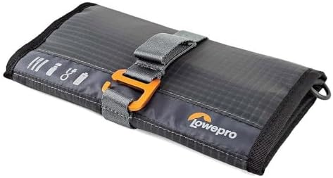 Lowepro GearUp Pouch Mini, Travel Essentials Case, Phone Cord & Cable Case, Made of Recycled Fabric, Grey