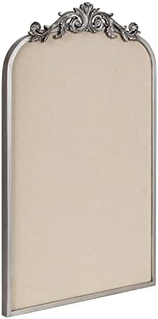 Kate and Laurel Arendahl Arch Pinboard; Silver; 19 x 31; Framed Arched Ornate Vintage Pinboard for Unique Display; Organization; and Decor Options