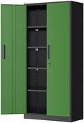 Greenvelly Metal Garage Storage Cabinet, 72" Tall Steel Storage Cabinets with Doors and Adjustable Shelves, Metal Tool Cabinets, Locking File Cabinet for Home Office, Garage, School (Black&Green)