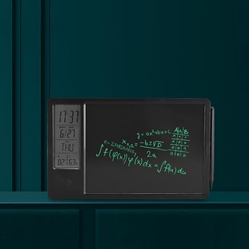 LCD Writing Tablet, 10 Inch Erasable Electronic Doodle Board with Digital Clock Calendar, Rechargeable Electronic Drawing Writing Board for Office Business and Home (Black)