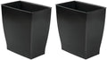 iDesign Small Plastic Bathroom Trash Can, Slim Rectangle, 2-Pack, Black