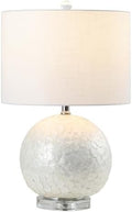 JONATHAN Y Zuri Table Lamp Capiz Seashell Sphere 23.5", Pearl White