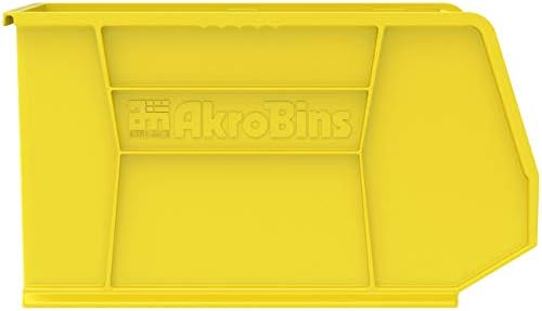 Akro-Mils 30265 AkroBins Plastic Storage Bins, 18"x8.25"x9", Yellow, 6-Pack