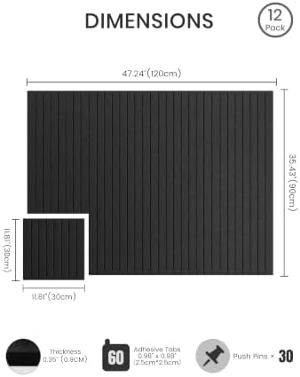 Bumusty 48"x 36" Large Felt Bulletin Board Tiles, Black