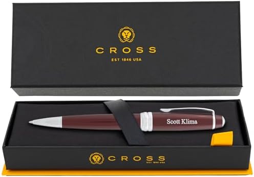 Cross Bailey Personalized Ballpoint Pen in Red Lacquer with Chrome Trim