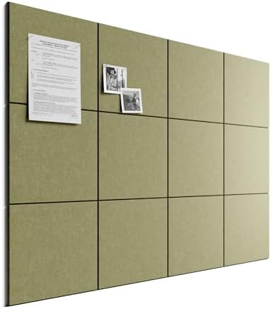 Bumusty 48"x 36" Large Felt Bulletin Board Tiles, Olive Green