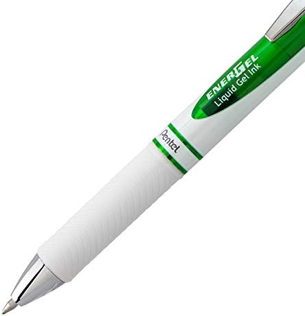 Pentel EnerGel Pearl Retractable Liquid Gel Pen, (0.7mm) Metal Tip, Medium Line, Lime Green Accent, Lime Green Ink, 12 pack (BL77PW-K)