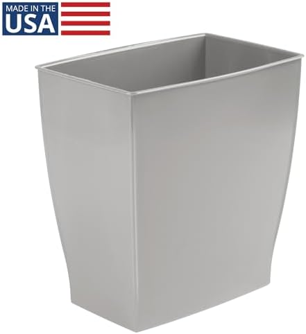 iDesign Small Plastic Bathroom Trash Can, Gray