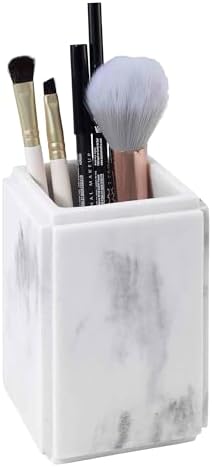 Avanti Linens - Accessory Set, 4pc Set Includes Resin Tumbler, Toothbrush Holder, Soap Dish & Lotion Pump/Soap Dispenser, Marble Home Decor (Catania Collection, Grey)