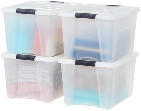 IRIS USA 4-Pack 40 Quart Storage Bins with Lids, Pearl
