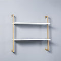 Contemporary Wall Unit Bookcase Metal Frame Pine Wood Shelf Bookshelf Wall-Mounted Bookshelf Wrought Iron Bag Rack Multi-Layer Clothing Store Decoration White Gold 23.6" L x 9.8" W x 29.9" H