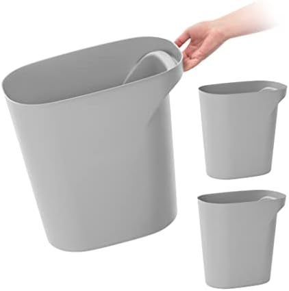 IRIS USA Small Trash Can |Made in USA| 6 Gallon/24 Qt (3-Pack) - Gray