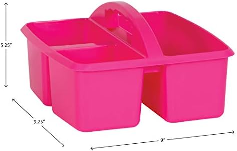 Teacher Created Resources Pink Portable Plastic Storage Caddy 6-Pack for Classrooms, Kids Room, and Office Organization, 3 Compartment