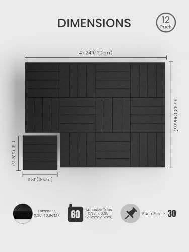 Bumusty 48" x 36" Large Cork Board Alternative, Black