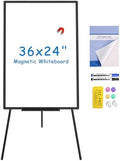 VIZ-PRO Magnetic Whiteboard Easel Black, 36"x24", Portable Dry Erase Board
