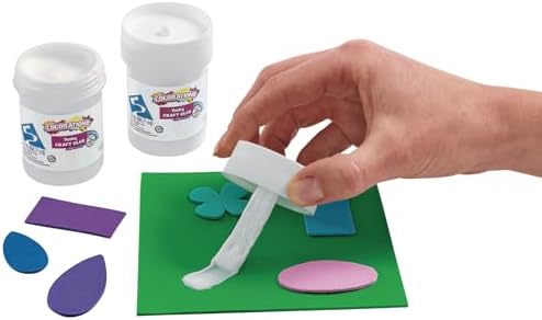 Colorations Tacky Craft Glue Jars with Brush Applicators, Set of 12 | Ages 5+, Kindergarten+, 3 oz Each, Strong Glue Dries Clear, for School, Home, Office and Craft Projects