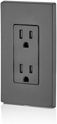 Leviton 15 Amp Decora Tamper-Resistant Duplex Electrical Wall Outlet, T5325-E, Black, (Pack of 2)