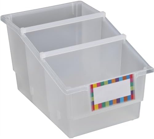 Really Good Stuff Clear Chapter Book Classroom Library Bins with Dividers