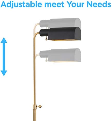 JONATHAN Y 56.5" Adjustable Library Floor Lamp Metal/Marble, Brass Gold