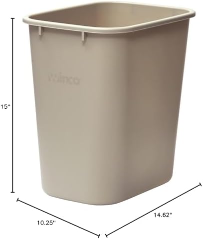 Winco 14 5/8" Beige Plastic Waste Basket for Home and Office