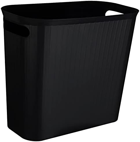 Small Bathroom Trash Can 3.5 Gallon Slim Plastic Garbage Can, Black