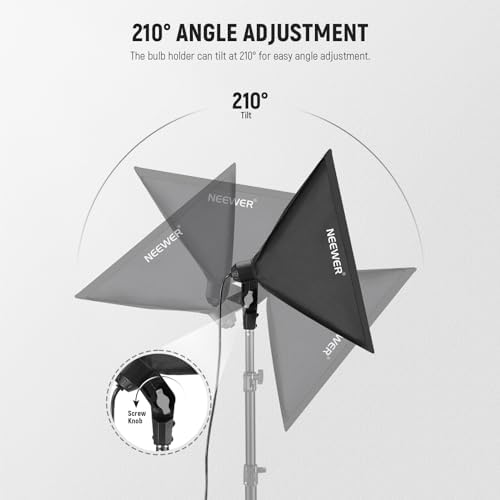 NEEWER 16x16in/40x40cm Softbox with E26 Porcelain Socket/Power Cord/White Diffuser/Stand Adapter, Durable Nylon Softbox Lighting Modifier for Studio Photography Lighting, SF4040 (US Plug)