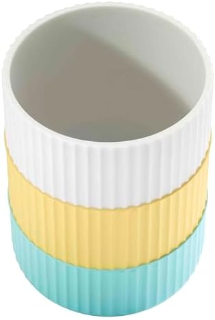 Izod - Wastebasket, Trash Can for Home, Resin Bathroom Accessories, Dorm Room Essentials, Striped Bathroom Decor (Clubhouse Collection, Aqua)
